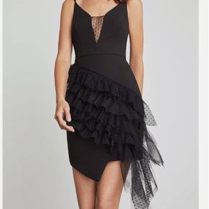 BCBGMAXAZRIA Women's Asymmetrical Ruffle Sheath Dress